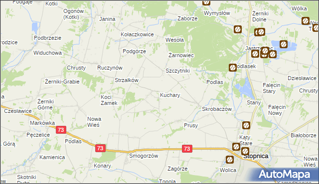 mapa Kuchary gmina Stopnica, Kuchary gmina Stopnica na mapie Targeo