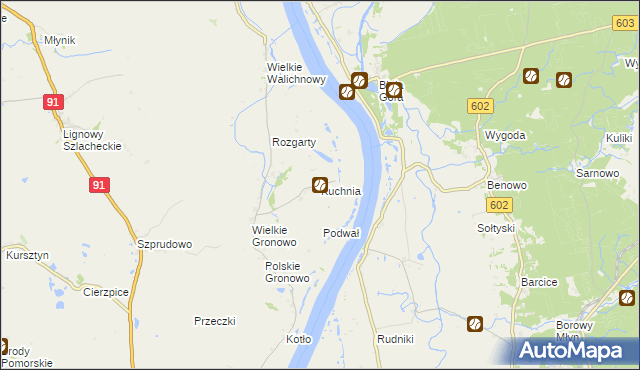 mapa Kuchnia gmina Gniew, Kuchnia gmina Gniew na mapie Targeo