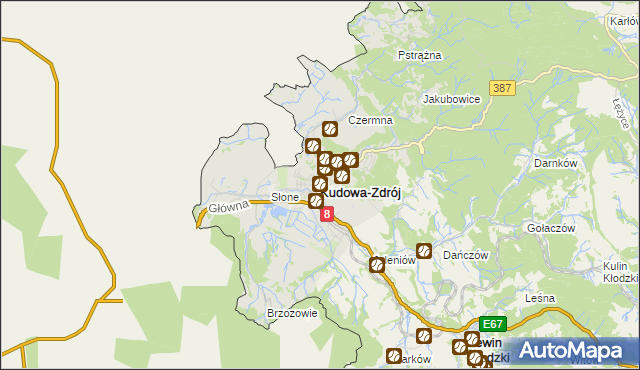 mapa Kudowa-Zdrój, Kudowa-Zdrój na mapie Targeo