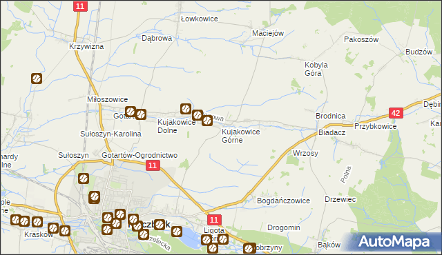 mapa Kujakowice Górne, Kujakowice Górne na mapie Targeo