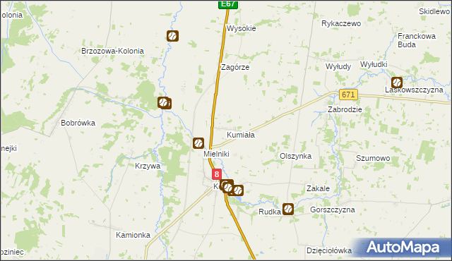 mapa Kumiała, Kumiała na mapie Targeo