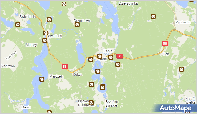 mapa Kurki gmina Olsztynek, Kurki gmina Olsztynek na mapie Targeo