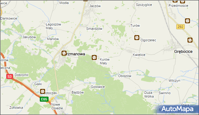 mapa Kurów Mały, Kurów Mały na mapie Targeo