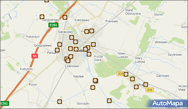 mapa Kurza Góra, Kurza Góra na mapie Targeo