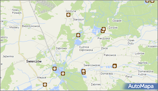 mapa Kuźnica Dąbrowska, Kuźnica Dąbrowska na mapie Targeo