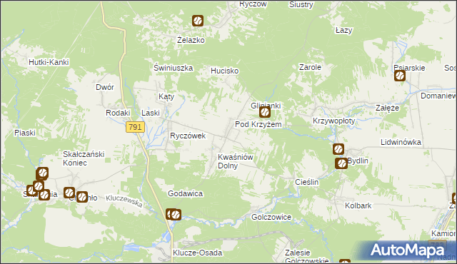 mapa Kwaśniów Górny, Kwaśniów Górny na mapie Targeo