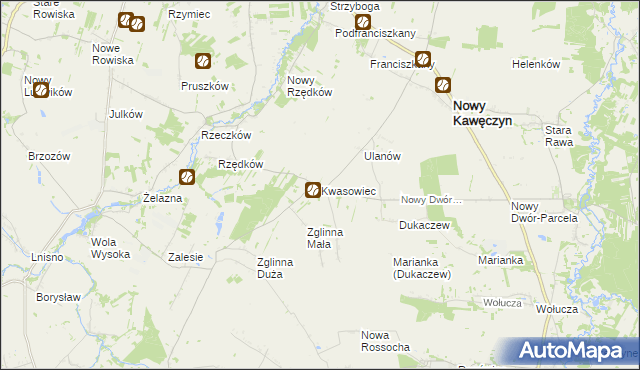 mapa Kwasowiec, Kwasowiec na mapie Targeo