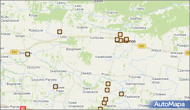 mapa Kwiatkówek gmina Kampinos, Kwiatkówek gmina Kampinos na mapie Targeo