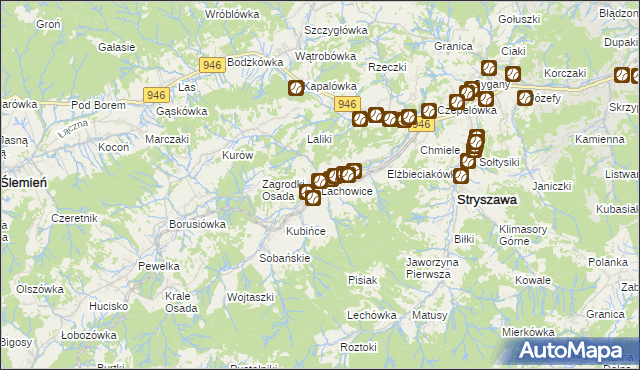 mapa Lachowice, Lachowice na mapie Targeo