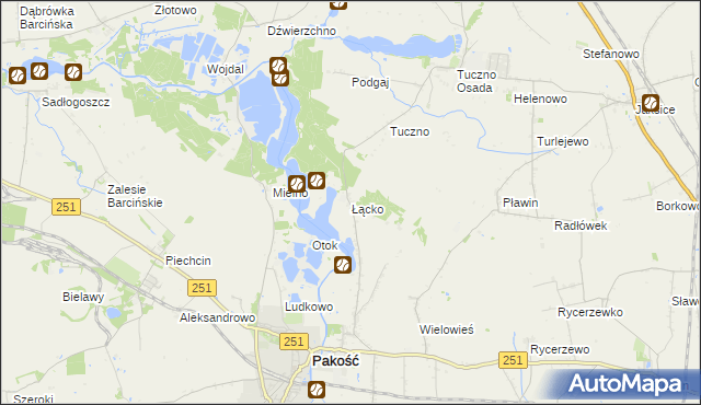 mapa Łącko gmina Pakość, Łącko gmina Pakość na mapie Targeo