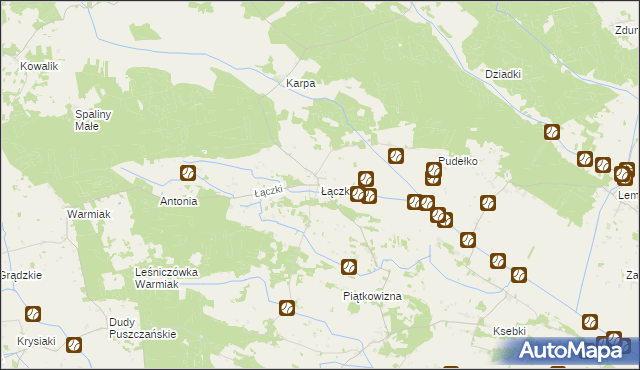 mapa Łączki gmina Łyse, Łączki gmina Łyse na mapie Targeo