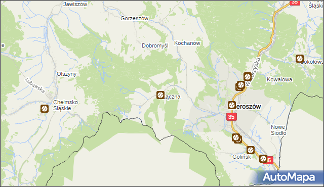 mapa Łączna gmina Mieroszów, Łączna gmina Mieroszów na mapie Targeo