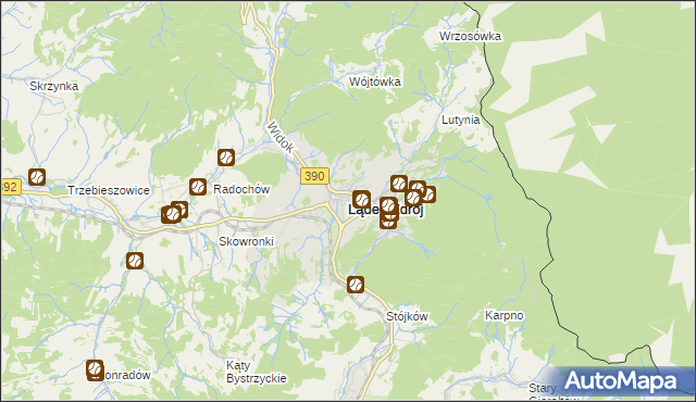 mapa Lądek-Zdrój, Lądek-Zdrój na mapie Targeo