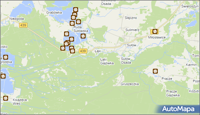 mapa Łąki Gajówka, Łąki Gajówka na mapie Targeo