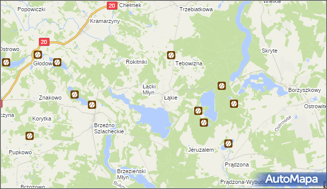 mapa Łąkie gmina Lipnica, Łąkie gmina Lipnica na mapie Targeo