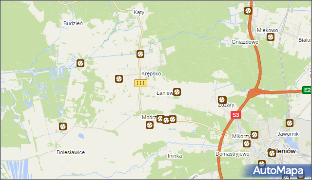 mapa Łaniewo gmina Goleniów, Łaniewo gmina Goleniów na mapie Targeo