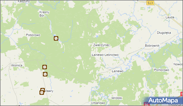 mapa Łaniewo Leśniczówka, Łaniewo Leśniczówka na mapie Targeo