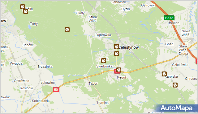 mapa Lasek gmina Celestynów, Lasek gmina Celestynów na mapie Targeo