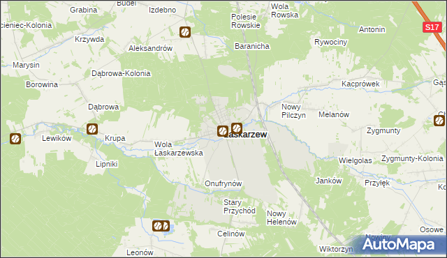 mapa Łaskarzew, Łaskarzew na mapie Targeo