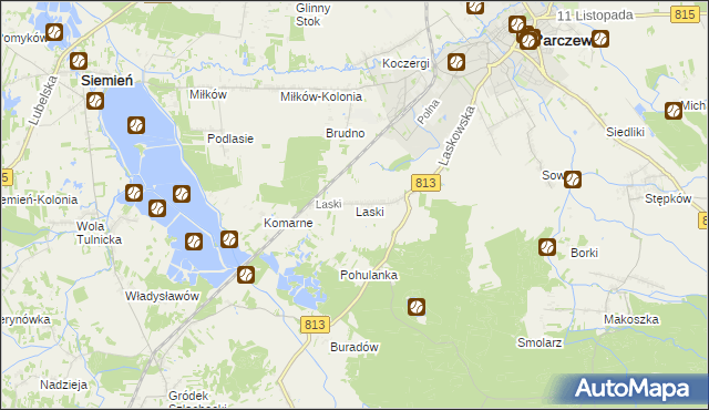 mapa Laski gmina Parczew, Laski gmina Parczew na mapie Targeo