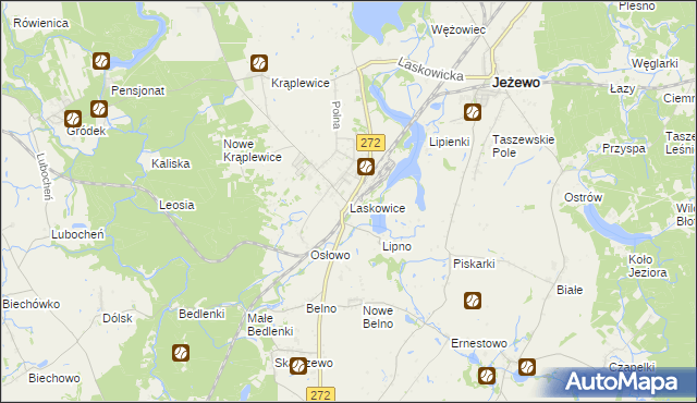 mapa Laskowice gmina Jeżewo, Laskowice gmina Jeżewo na mapie Targeo