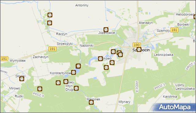 mapa Laskowo gmina Szamocin, Laskowo gmina Szamocin na mapie Targeo