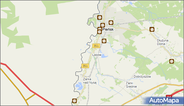 mapa Lasów, Lasów na mapie Targeo