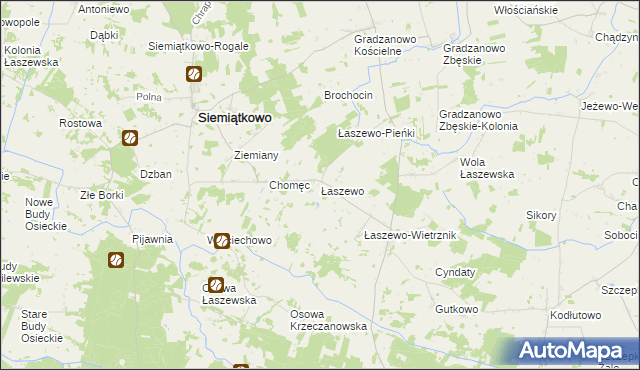 mapa Łaszewo gmina Siemiątkowo, Łaszewo gmina Siemiątkowo na mapie Targeo