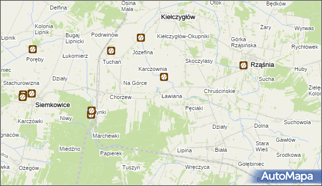 mapa Ławiana, Ławiana na mapie Targeo