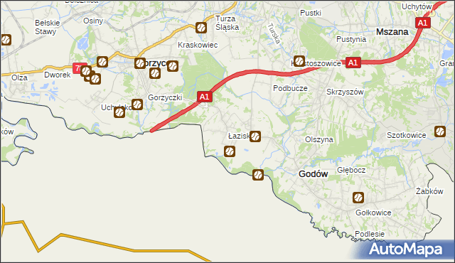 mapa Łaziska gmina Godów, Łaziska gmina Godów na mapie Targeo