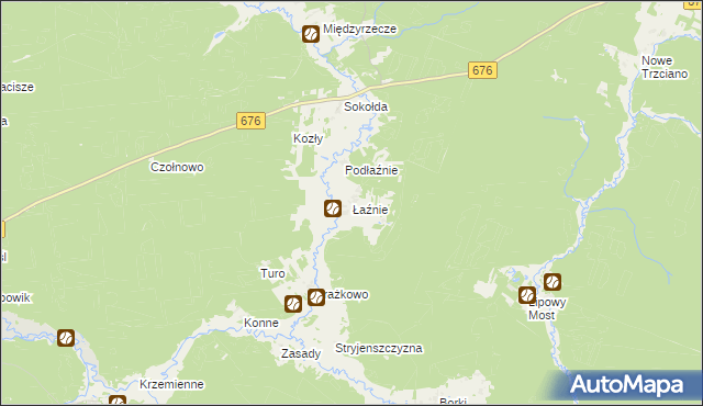 mapa Łaźnie, Łaźnie na mapie Targeo