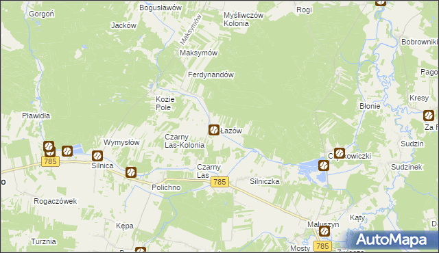 mapa Łazów gmina Żytno, Łazów gmina Żytno na mapie Targeo