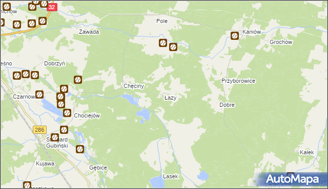 mapa Łazy gmina Gubin, Łazy gmina Gubin na mapie Targeo