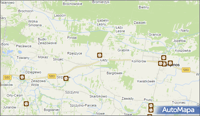 mapa Łazy gmina Kampinos, Łazy gmina Kampinos na mapie Targeo