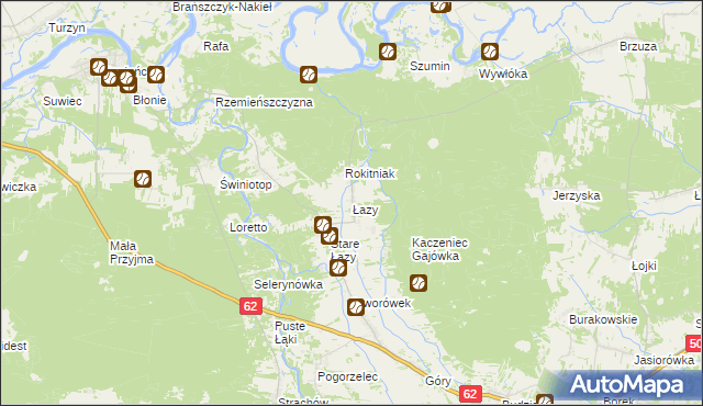 mapa Łazy gmina Łochów, Łazy gmina Łochów na mapie Targeo