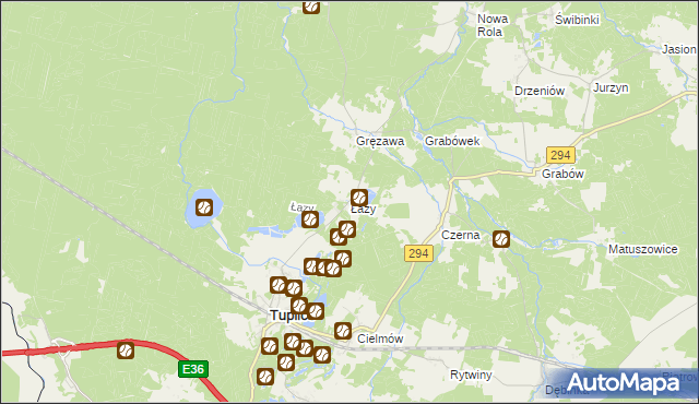 mapa Łazy gmina Tuplice, Łazy gmina Tuplice na mapie Targeo