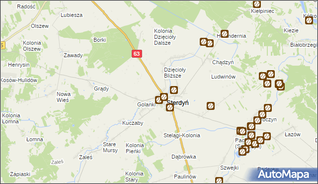 mapa Lebiedzie gmina Sterdyń, Lebiedzie gmina Sterdyń na mapie Targeo