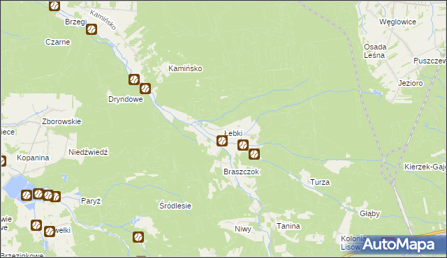 mapa Łebki gmina Herby, Łebki gmina Herby na mapie Targeo