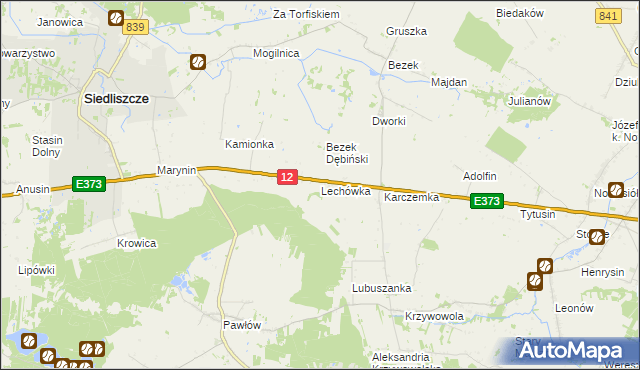 mapa Lechówka gmina Siedliszcze, Lechówka gmina Siedliszcze na mapie Targeo