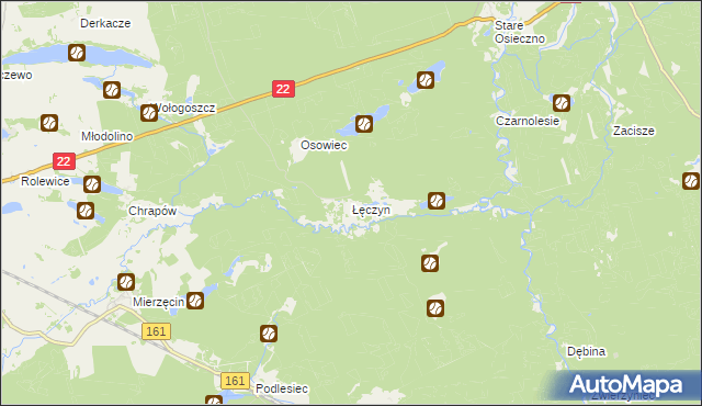 mapa Łęczyn gmina Dobiegniew, Łęczyn gmina Dobiegniew na mapie Targeo