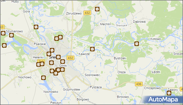 mapa Łęg gmina Śrem, Łęg gmina Śrem na mapie Targeo