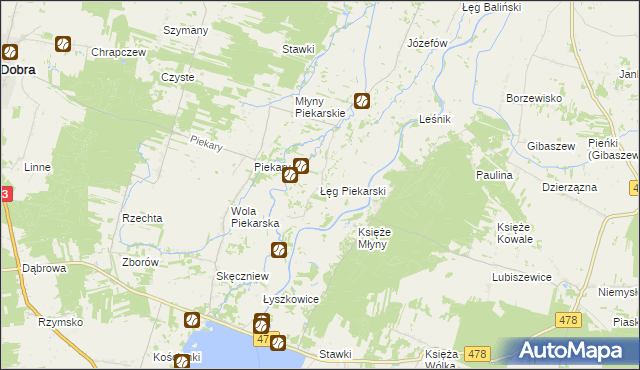 mapa Łęg Piekarski, Łęg Piekarski na mapie Targeo