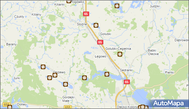 mapa Łęgowo gmina Olecko, Łęgowo gmina Olecko na mapie Targeo