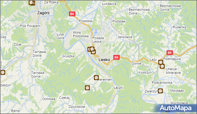 mapa Lesko, Lesko na mapie Targeo