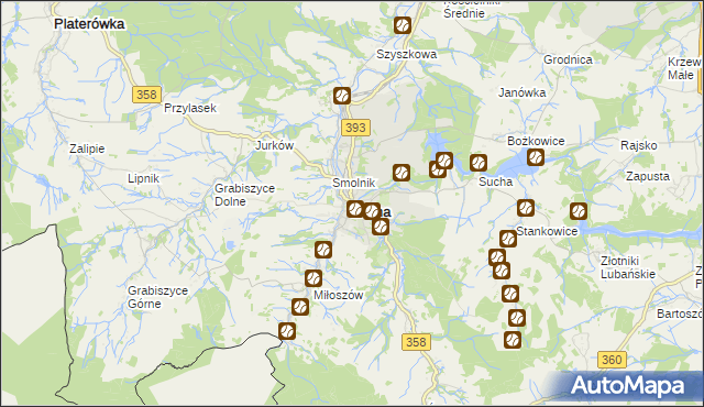 mapa Leśna powiat lubański, Leśna powiat lubański na mapie Targeo