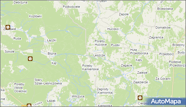 mapa Leszcze gmina Niwiska, Leszcze gmina Niwiska na mapie Targeo