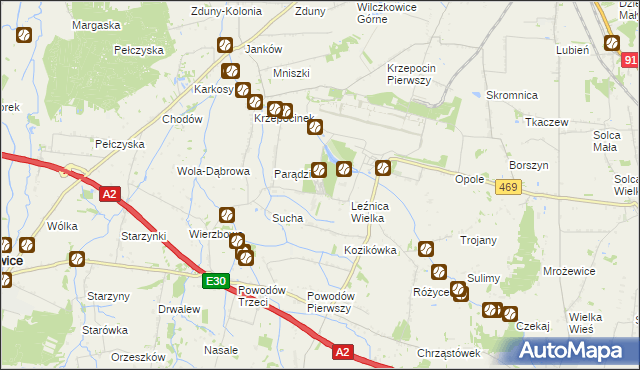 mapa Leźnica Wielka-Osiedle, Leźnica Wielka-Osiedle na mapie Targeo