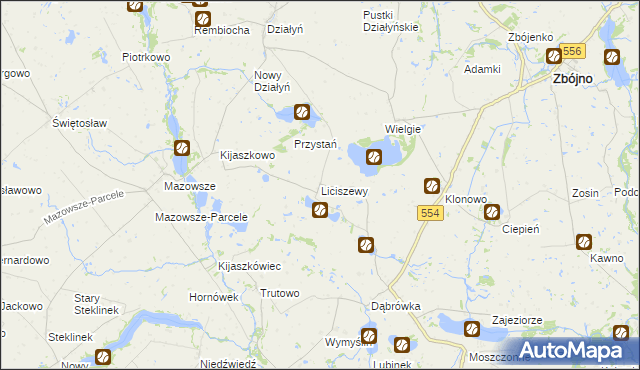 mapa Liciszewy, Liciszewy na mapie Targeo