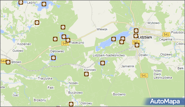 mapa Lidzbark-Nadleśnictwo, Lidzbark-Nadleśnictwo na mapie Targeo