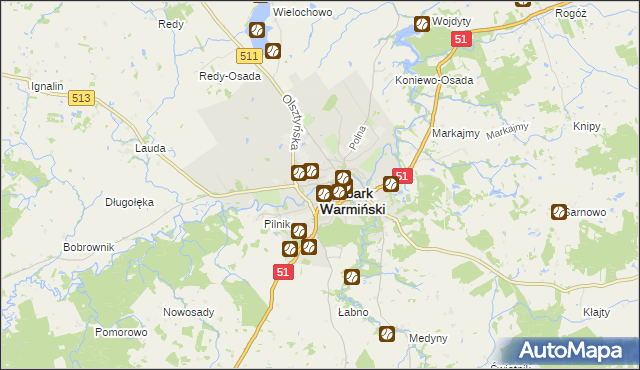 mapa Lidzbark Warmiński, Lidzbark Warmiński na mapie Targeo